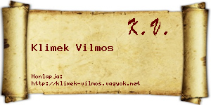 Klimek Vilmos névjegykártya